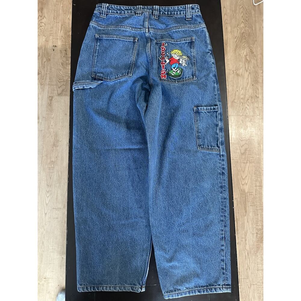 90’s Y2K Idealism Blue Jeans OG Denim Mens Small Baggy Skater Carpenter Sz 32 - Picture 3 of 10